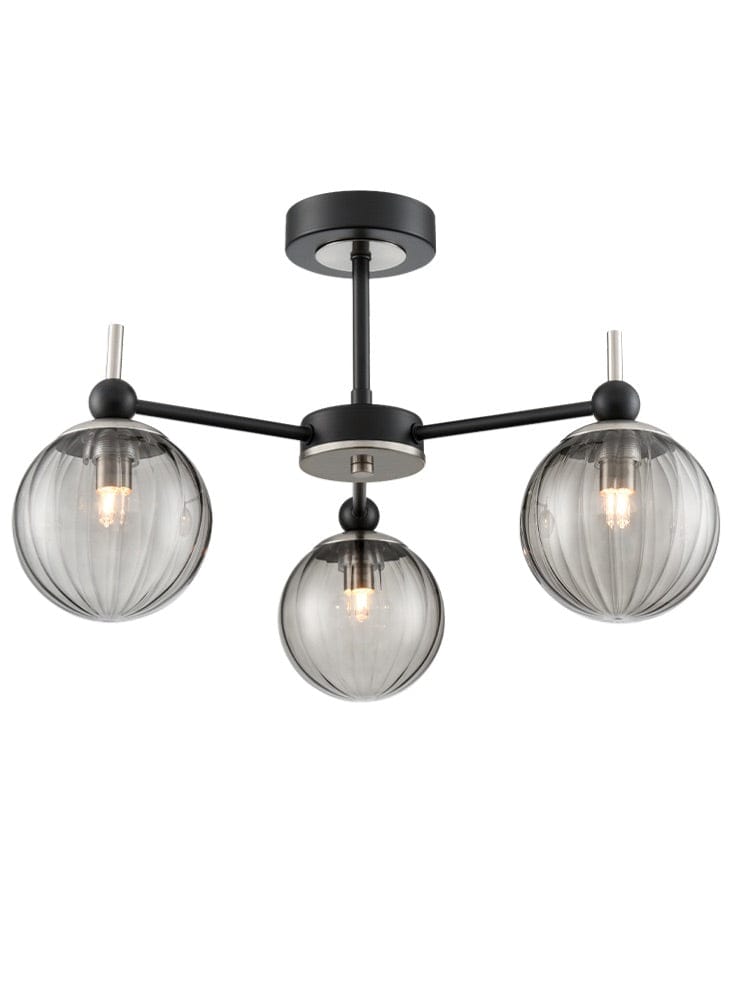 Franklite Lighting Solar 3lt Fitting matt black and satin nickel House of Isabella UK