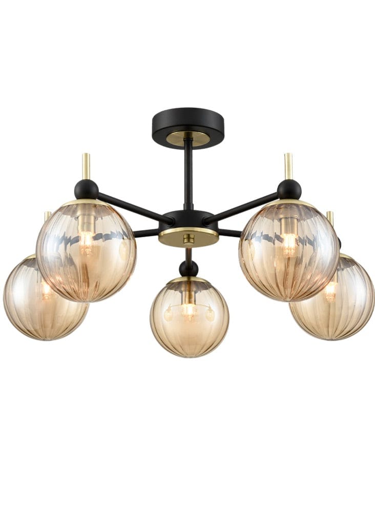 Franklite Lighting Solar 5lt Fitting matt black and satin brass House of Isabella UK