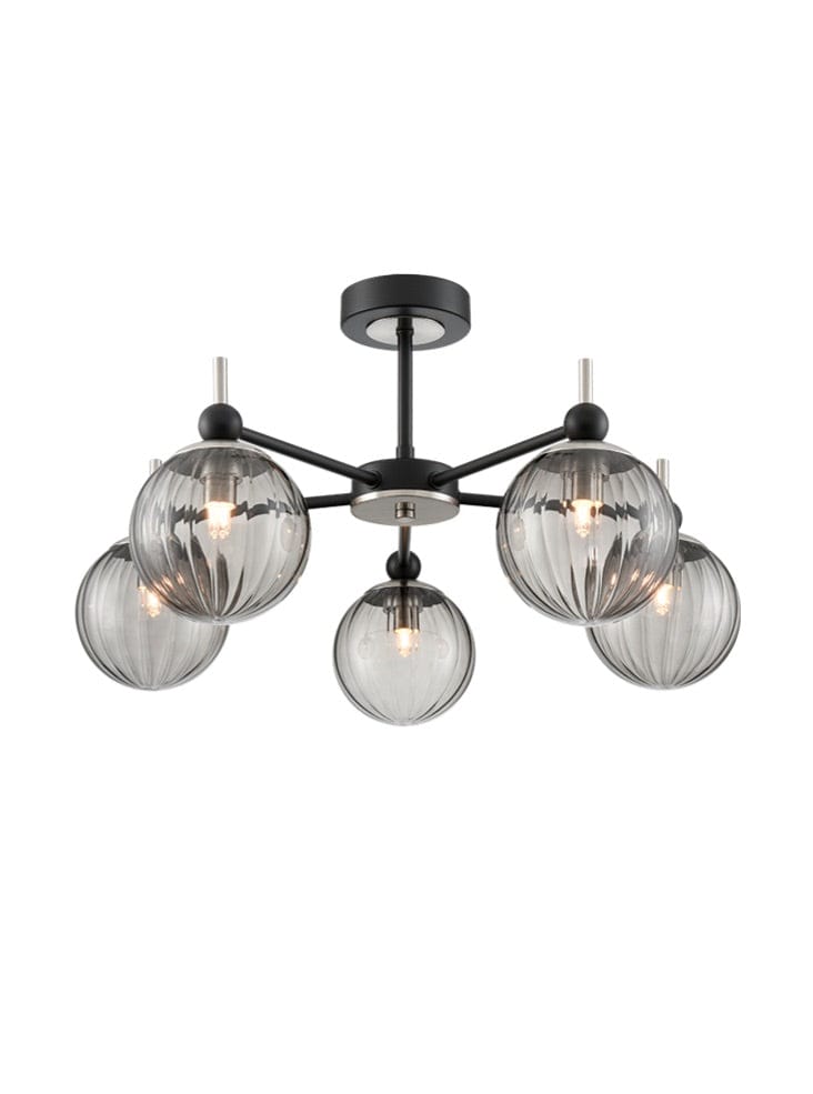 Franklite Lighting Solar 5lt Fitting matt black and satin nickel House of Isabella UK