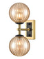 Franklite Lighting Stellar 2lt Bracket matt black and aged brass with amber glass House of Isabella UK