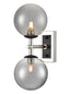 Franklite Lighting Stellar 2lt Bracket matt black and polished nickel with smoked glass House of Isabella UK
