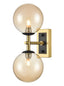 Franklite Lighting Stellar 2lt Bracket matt black andaged brass with amber glass House of Isabella UK