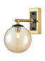 Franklite Lighting Stellar Wall bracket matt black and aged brass with amber glass House of Isabella UK