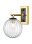 Franklite Lighting Stellar Wall bracket matt black and aged brass with clear glass House of Isabella UK