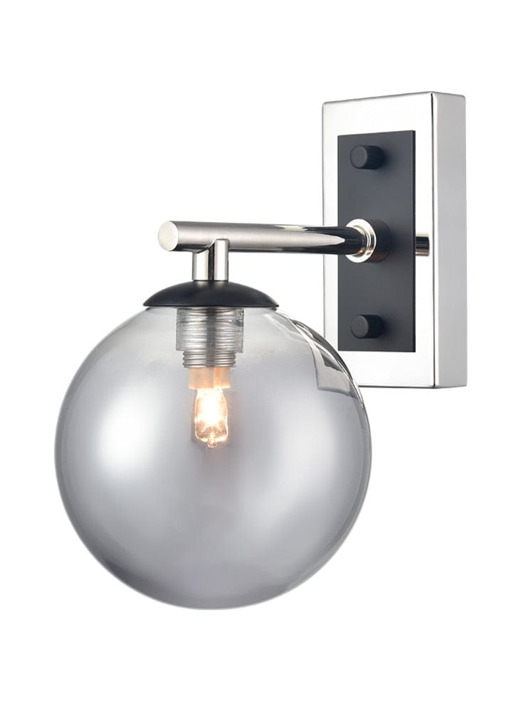 Franklite Lighting Stellar Wall Light Polished Nickel with Smoke Glass House of Isabella UK