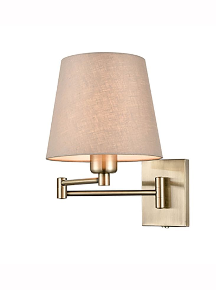 Franklite Lighting Swing arm wall light with taupe shade House of Isabella UK
