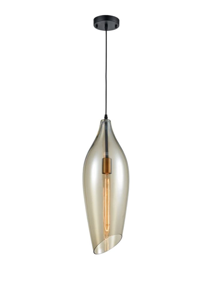 Franklite Lighting Taper Amber Glass Pendant - Amber House of Isabella UK