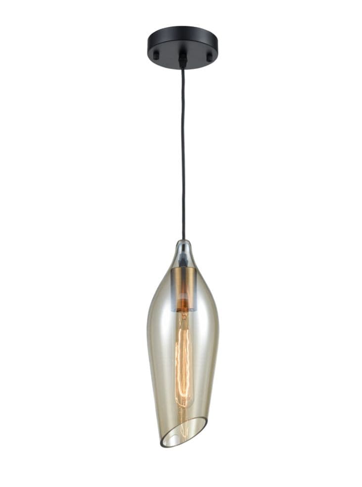 Franklite Lighting Taper Amber Glass Pendant - Amber House of Isabella UK