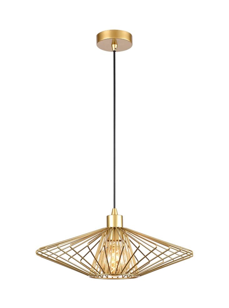 Franklite Lighting Thatch Pendant Gold Small House of Isabella UK