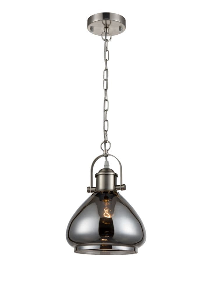Franklite Lighting Vista Smoked Glass Pendant - Satin Nickel House of Isabella UK