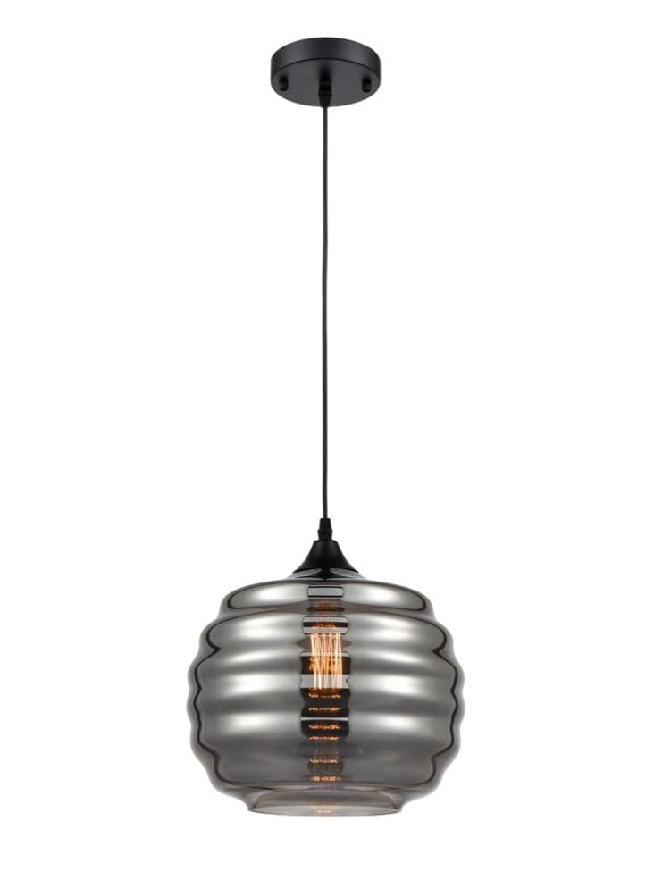 Franklite Lighting Vista Smoked Glass Pendant - Silver House of Isabella UK