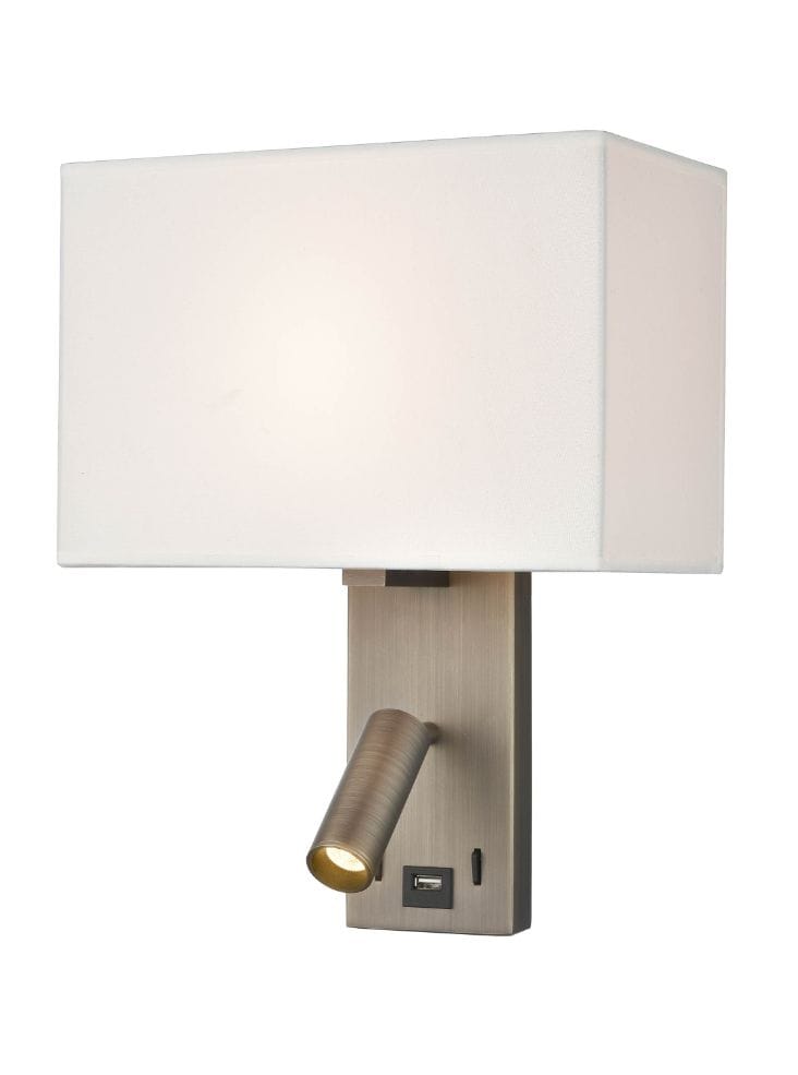 Franklite Lighting Wall Bracket with USB and LED Reading Light House of Isabella UK