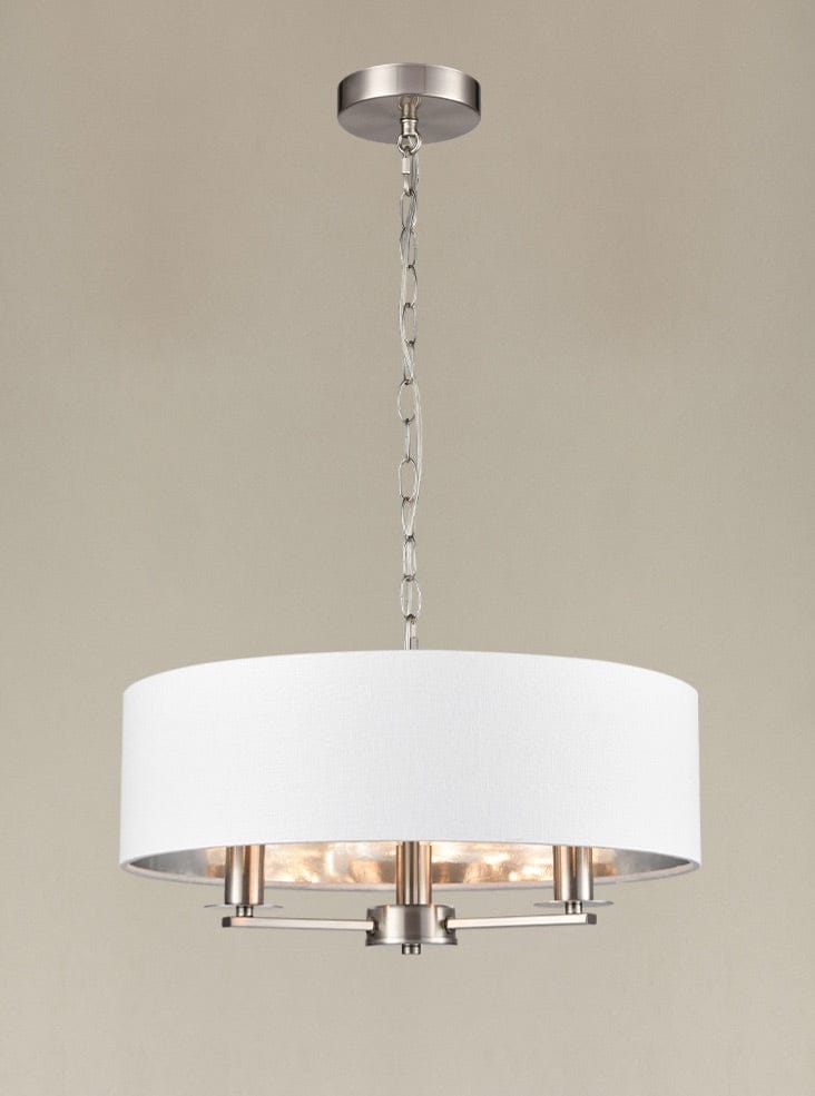 Franklite Lighting Windsor 3lt Pendant satin nickel House of Isabella UK