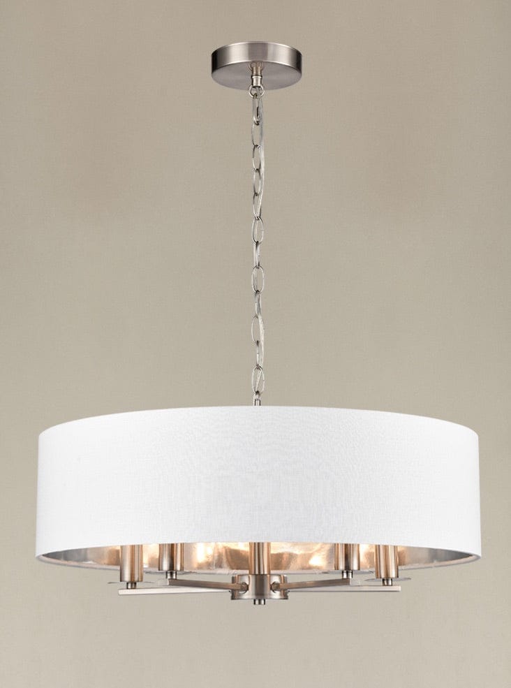 Franklite Lighting Windsor 5lt Pendant satin nickel House of Isabella UK