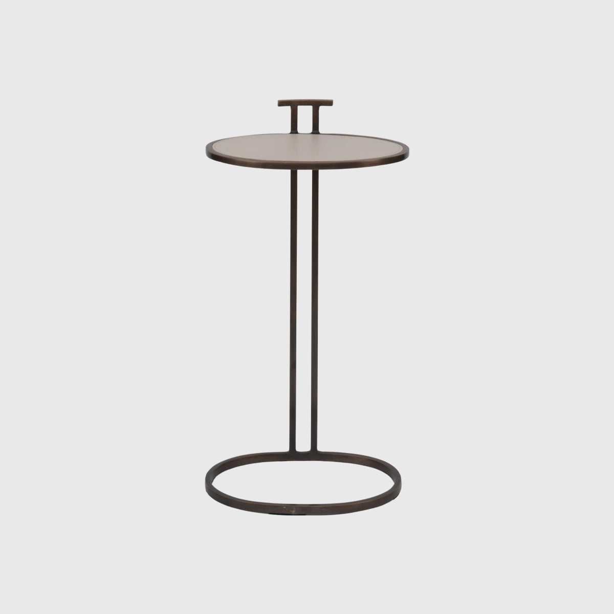 Arunya Oval Cocktail Table Dorato and Pumice Leather