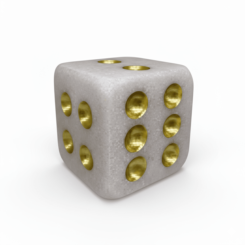 Gabrielle Medium Stone & Gold Decorative Dice Ornament