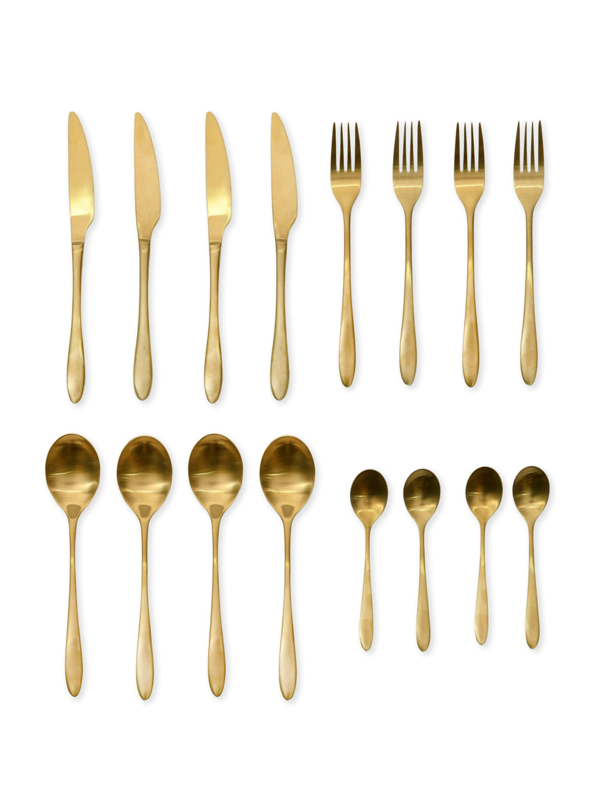 16 Piece Set of Cutlery in Brass.