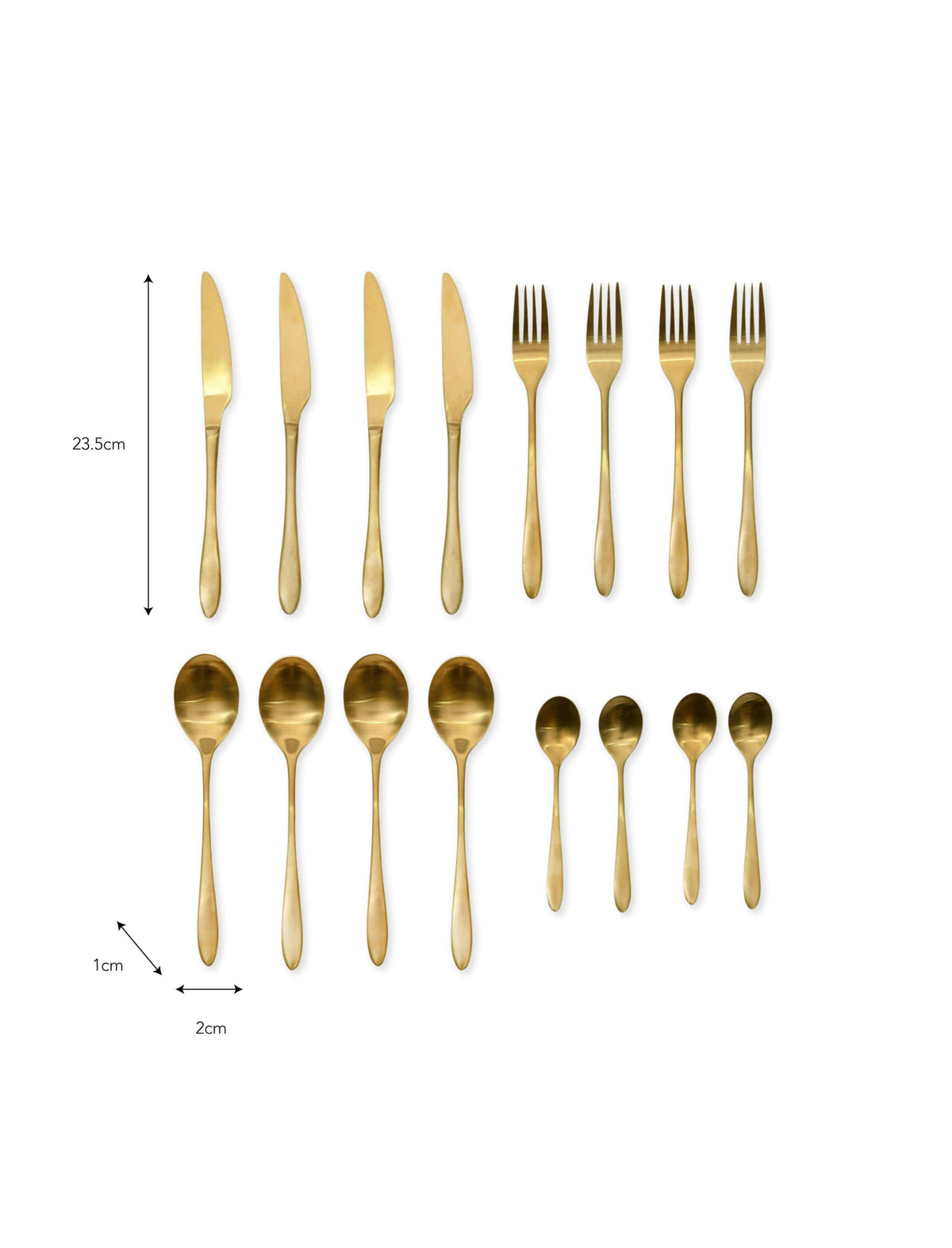 16 Piece Set of Cutlery in Brass.