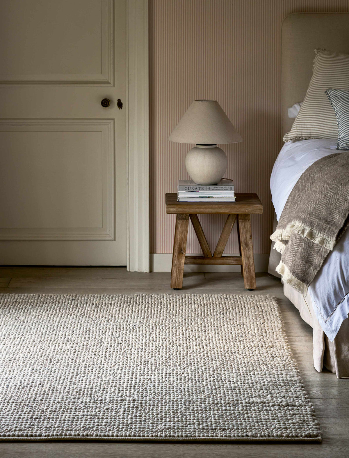 Garden Trading Accessories Badbury Rug 160x230cm Stone Wool House of Isabella UK