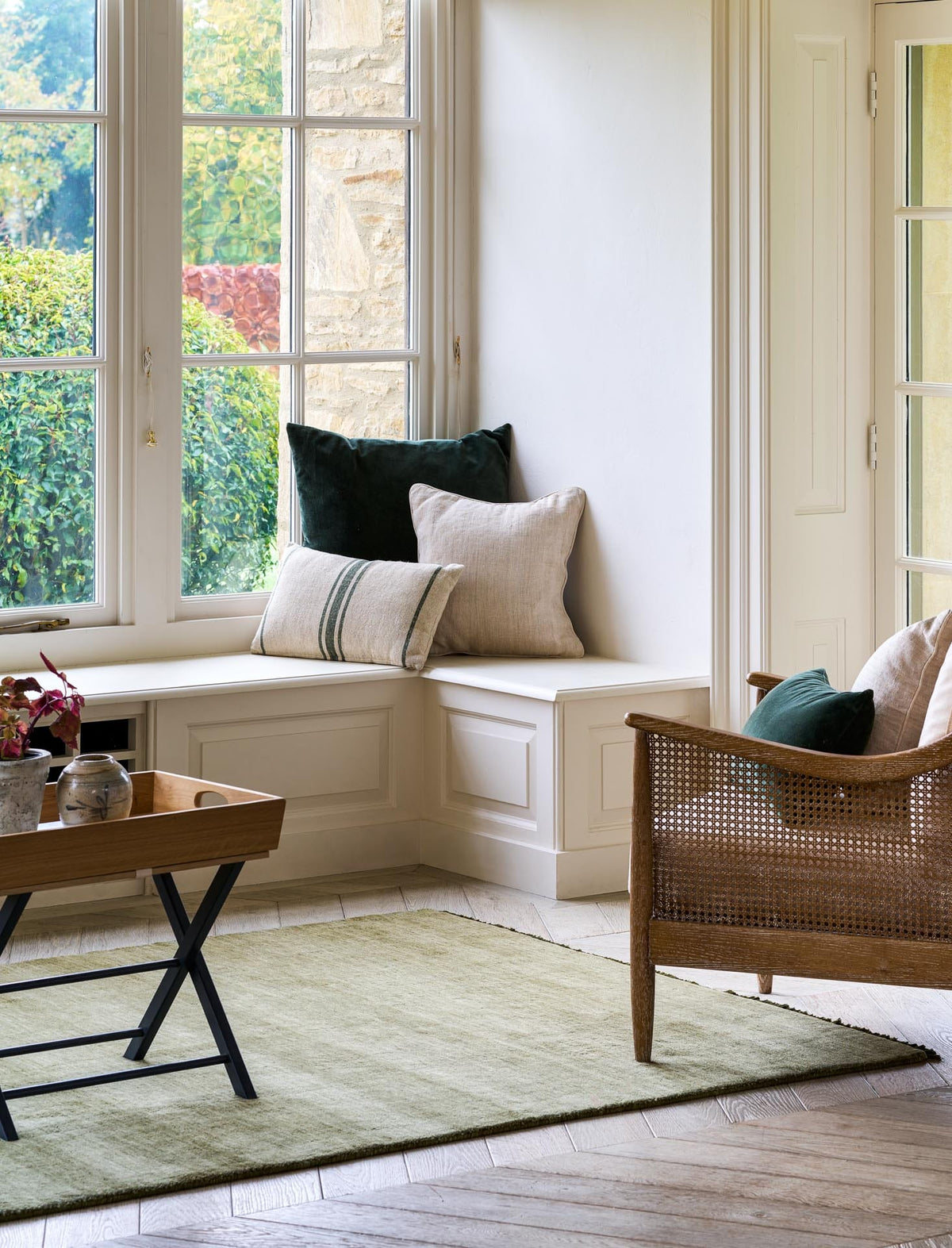 Garden Trading Accessories Falfield Rug 200x300cm Moss Green Wool House of Isabella UK