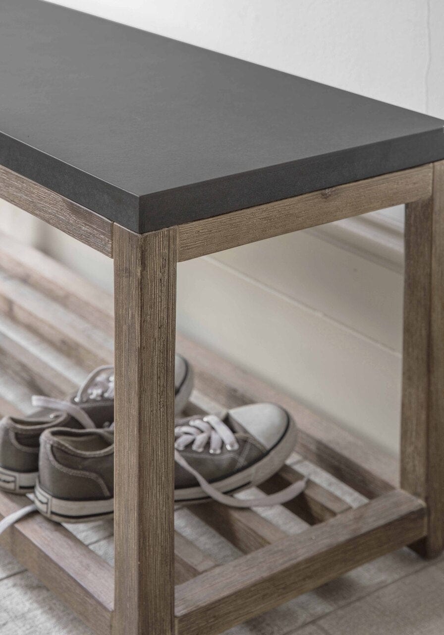 Garden Trading Accessories Hilcot Hallway Bench Slate Grey Acacia Wood House of Isabella UK
