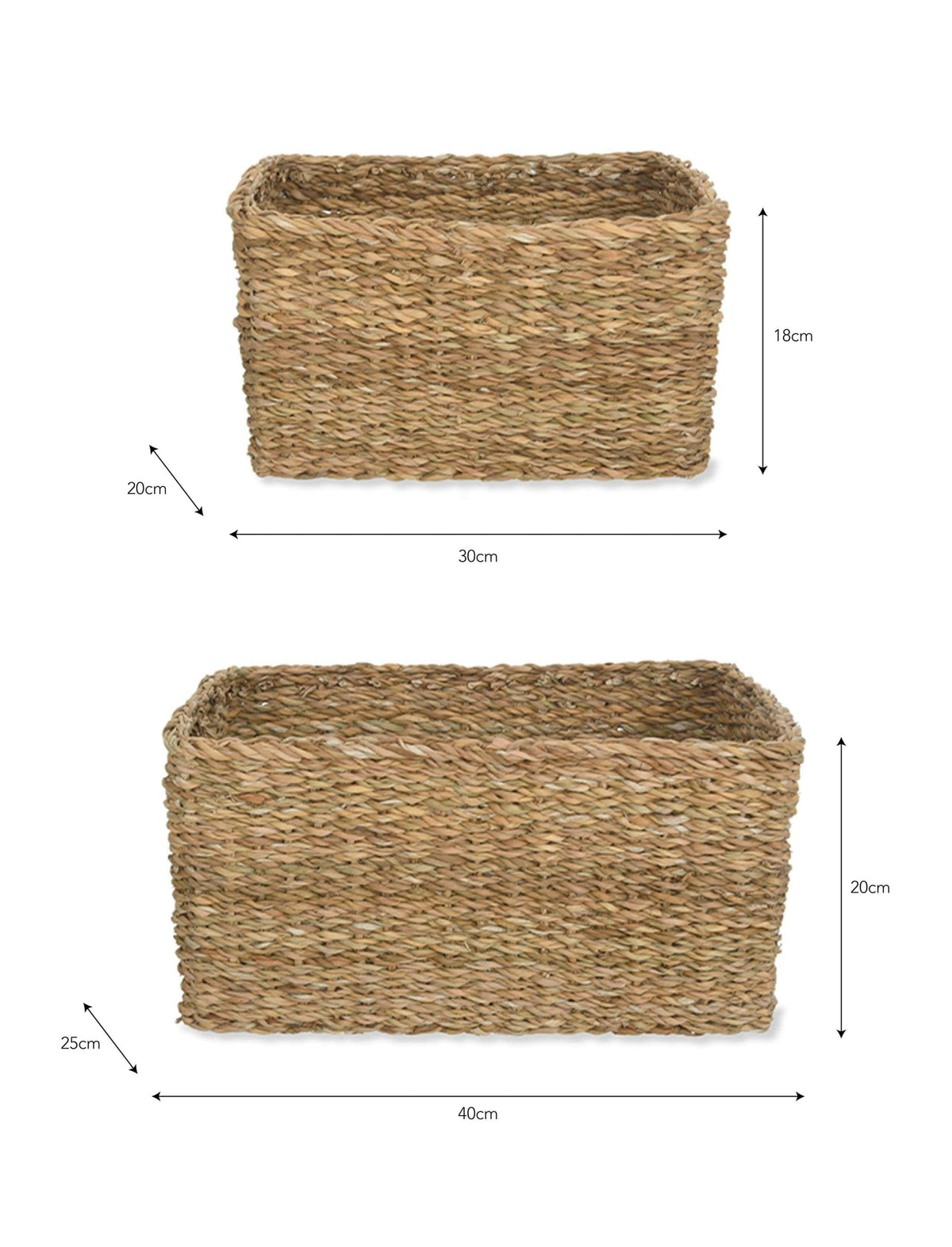 Set of 2 Brading Rectangular Baskets.