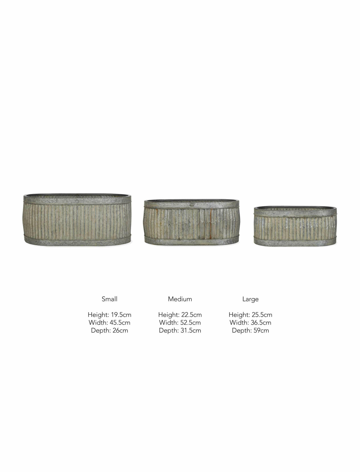 Set of 3 Oval Vence Troughs.