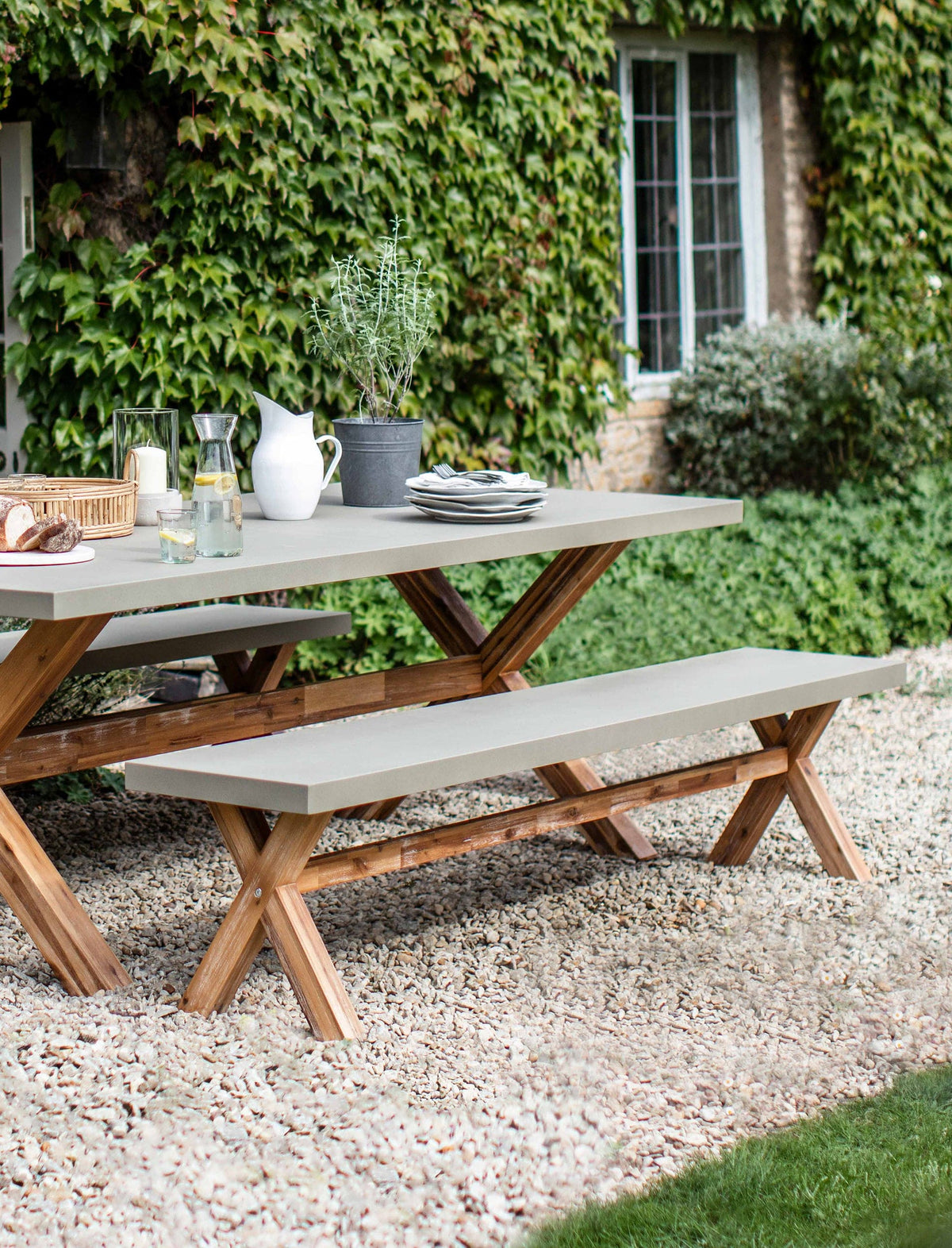 Garden Trading Dining Burford Bench, Large in Natural - Polystone House of Isabella UK
