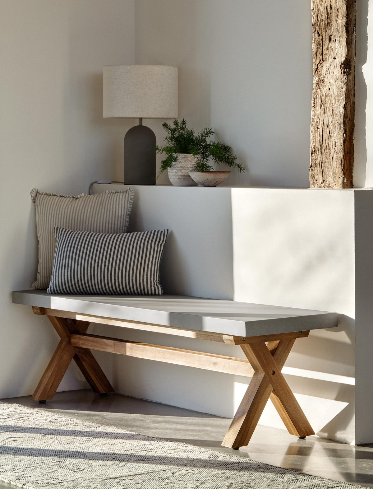 Garden Trading Dining Burford Bench, Small in Natural - Polystone House of Isabella UK