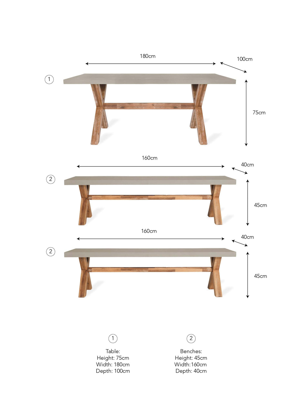 Garden Trading Dining Burford Table & Bench Set Small Natural House of Isabella UK