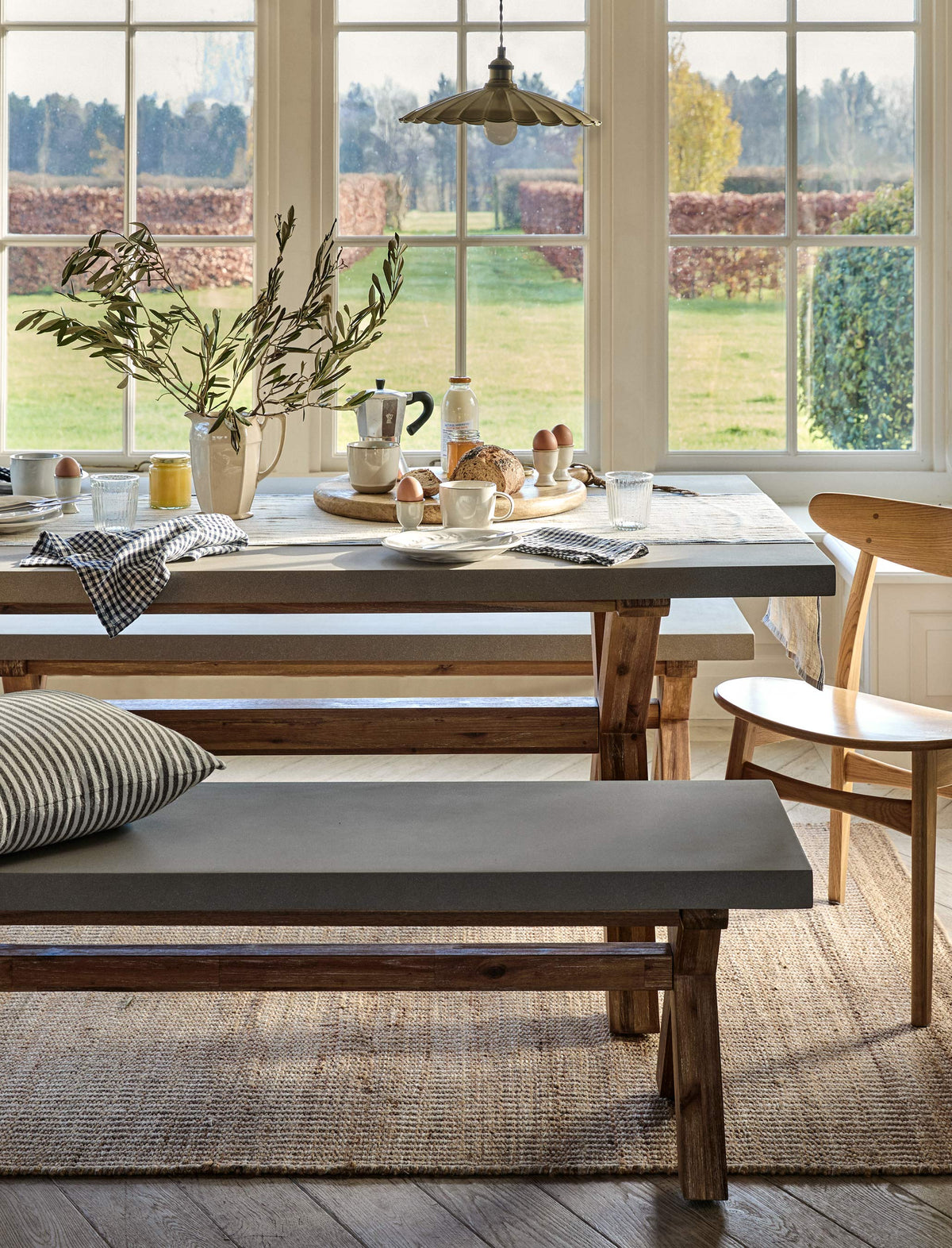 Garden Trading Dining Burford Table & Bench Set Small Natural House of Isabella UK