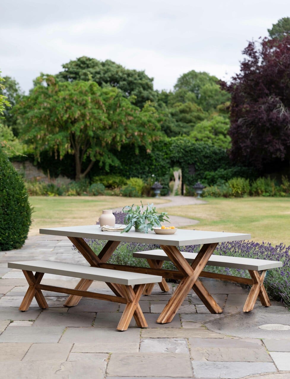 Garden Trading Dining Burford Table & Bench Set Small Natural House of Isabella UK