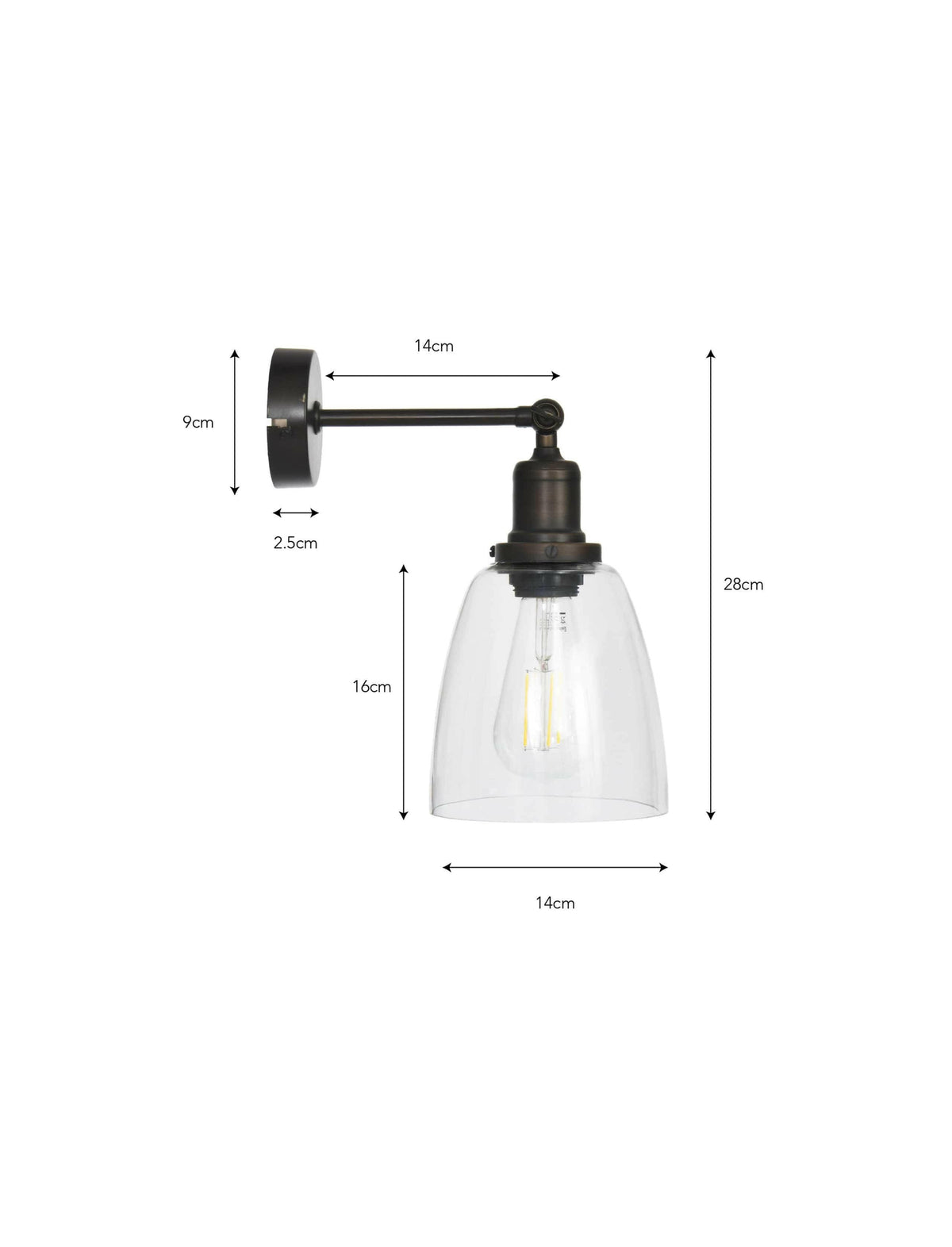 Hoxton Dome Wall Light - Antique Bronze.