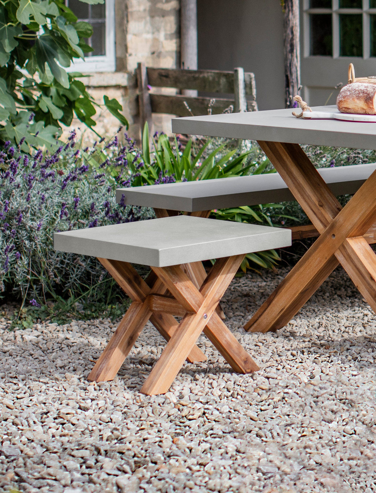 Garden Trading Living Burford Stool in Natural - Polystone House of Isabella UK