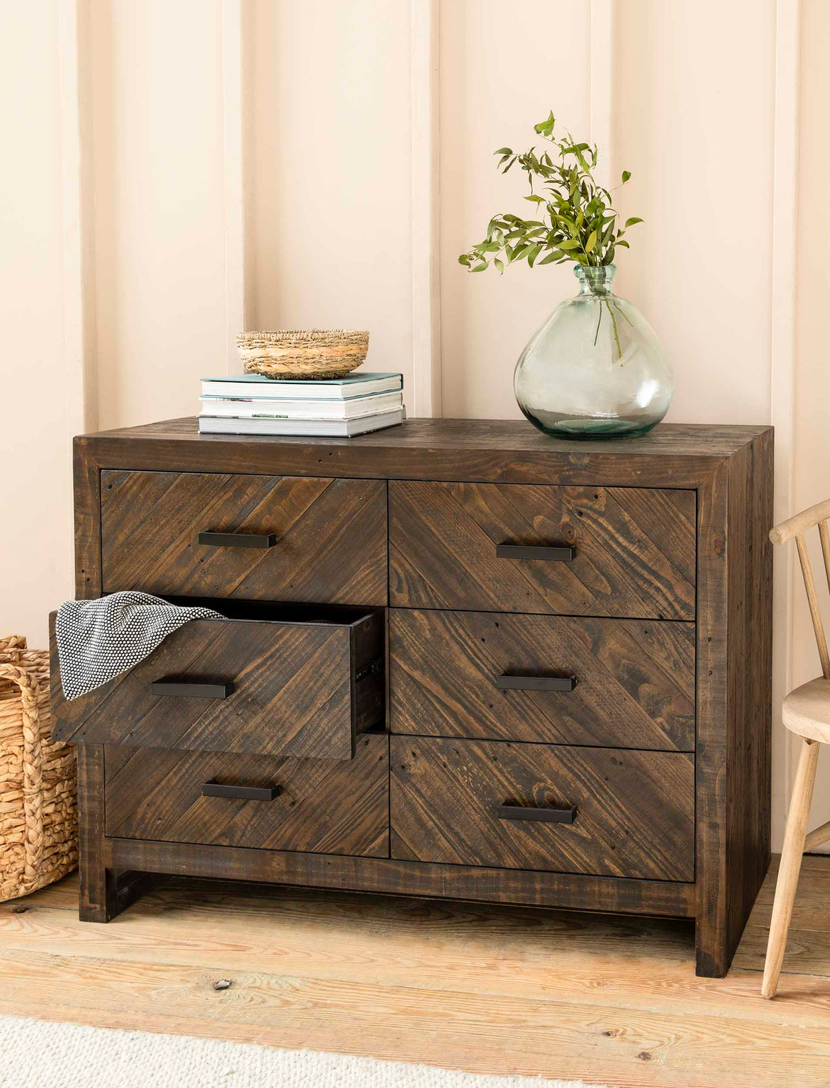Garden Trading Living Fawley Chevron Chest of Drawers Antique Brown House of Isabella UK