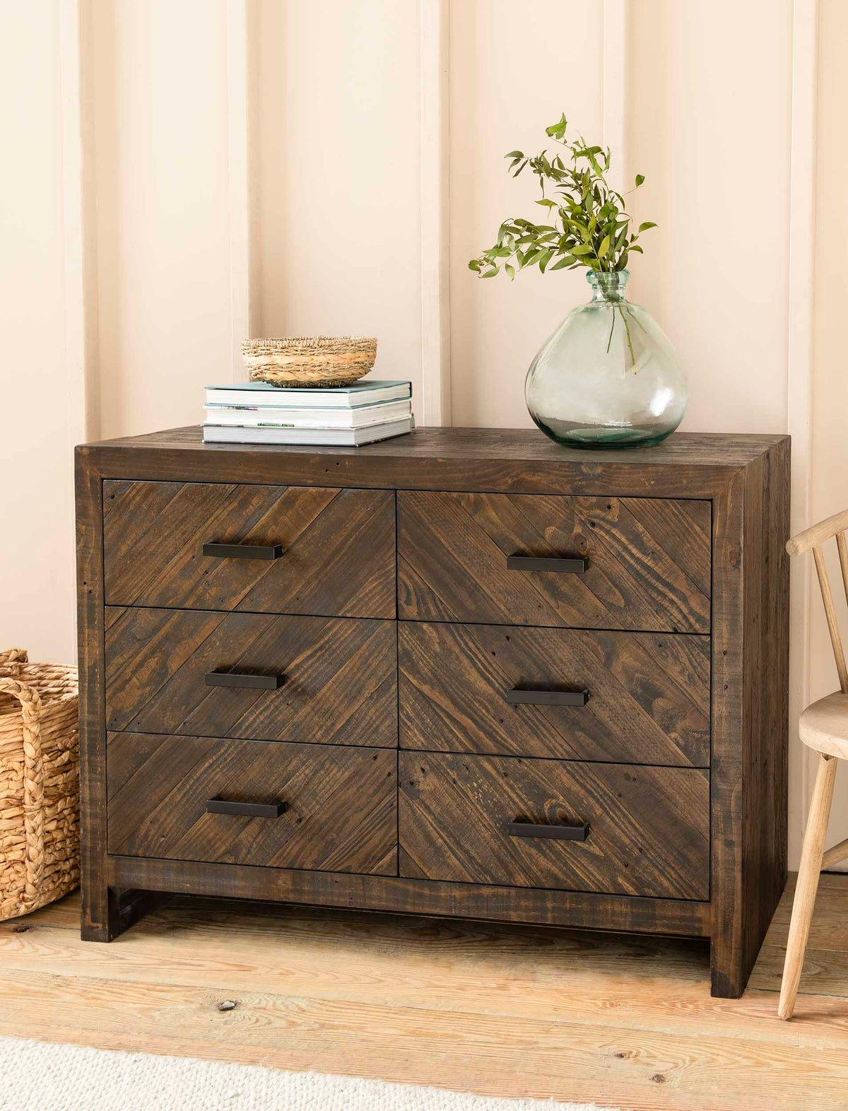 Garden Trading Living Fawley Chevron Chest of Drawers Antique Brown House of Isabella UK
