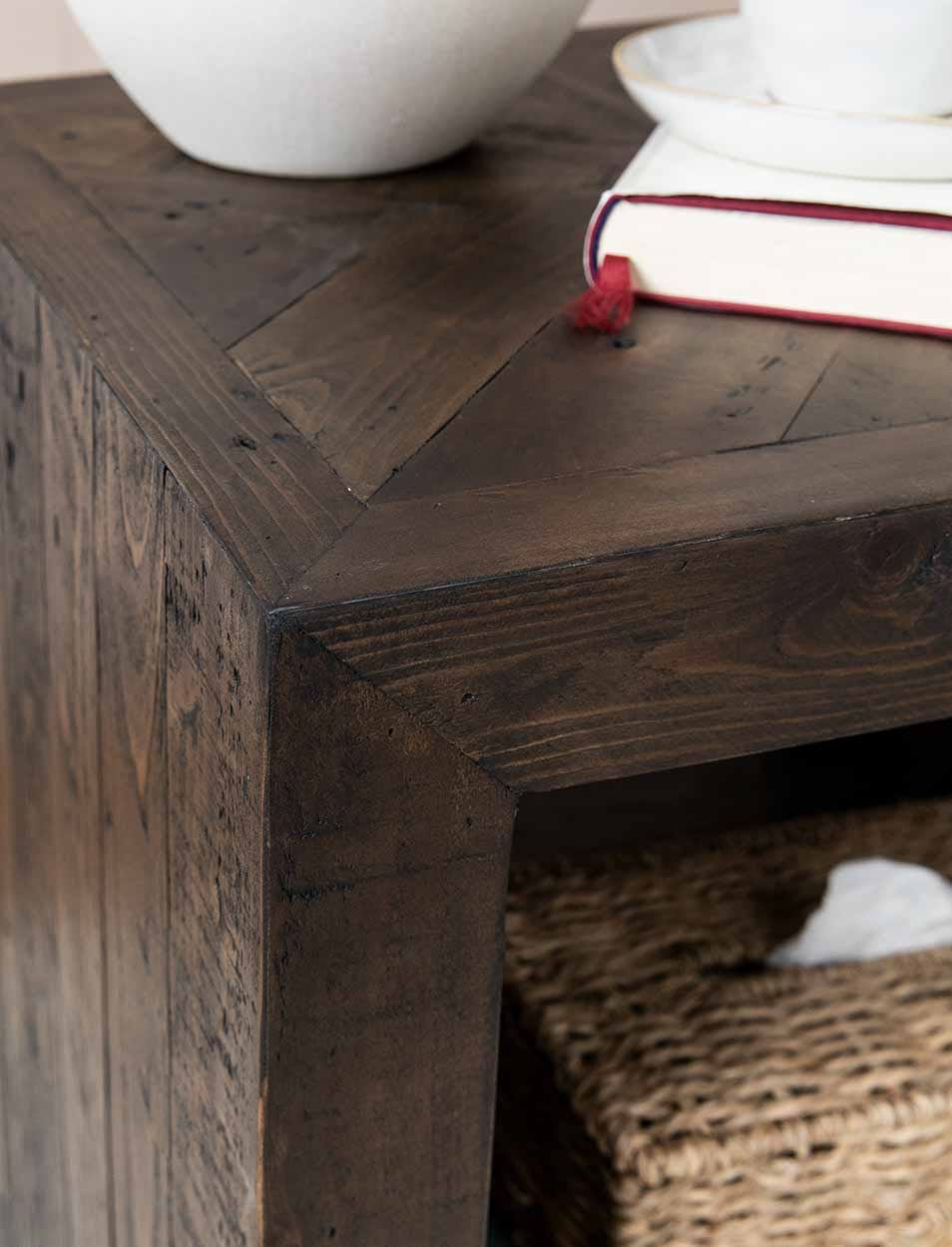 Garden Trading Living Fawley Chevron Side Table Antique Brown House of Isabella UK