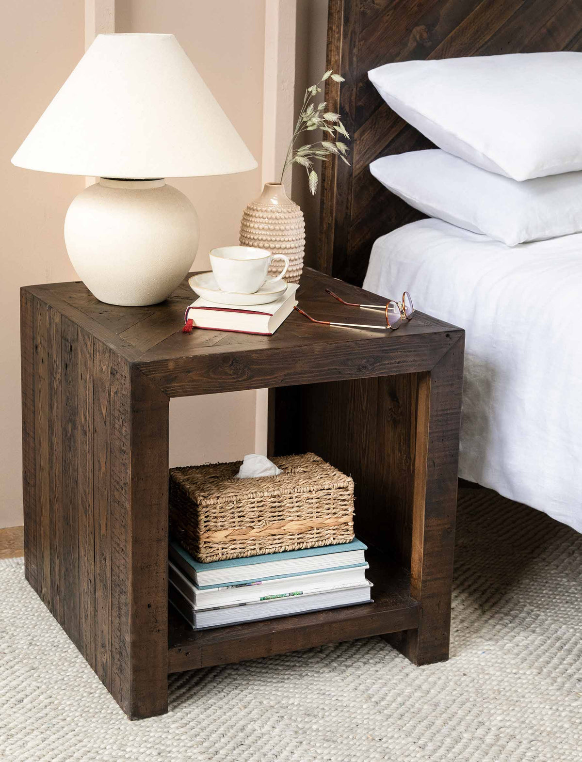 Garden Trading Living Fawley Chevron Side Table Antique Brown House of Isabella UK