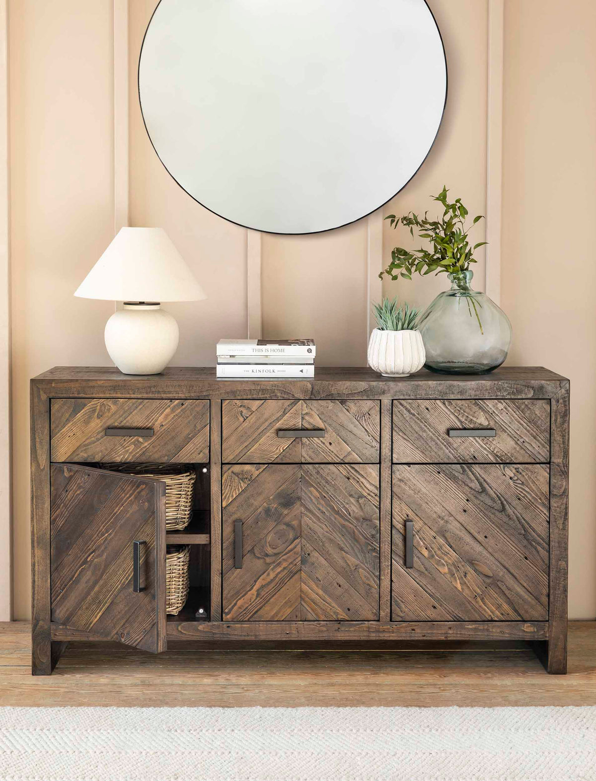 Garden Trading Living Fawley Chevron Sideboard Antique Brown House of Isabella UK