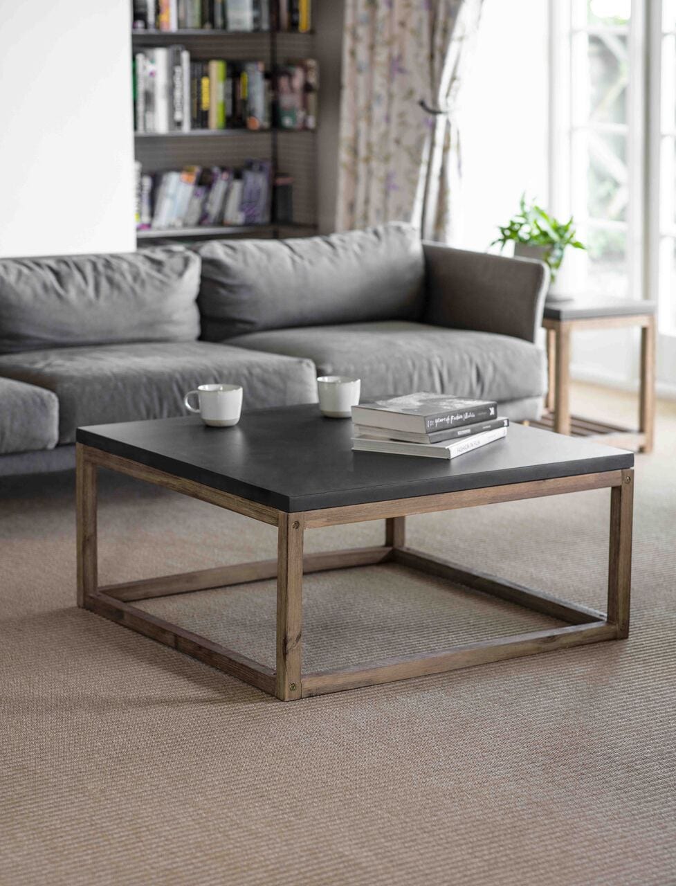 Garden Trading Living Hilcot Coffee Table Square Slate Grey Acacia Wood House of Isabella UK