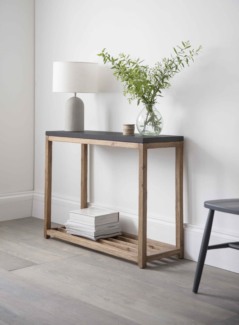 Garden Trading Living Hilcot Console Table Slate Grey Acacia Wood House of Isabella UK