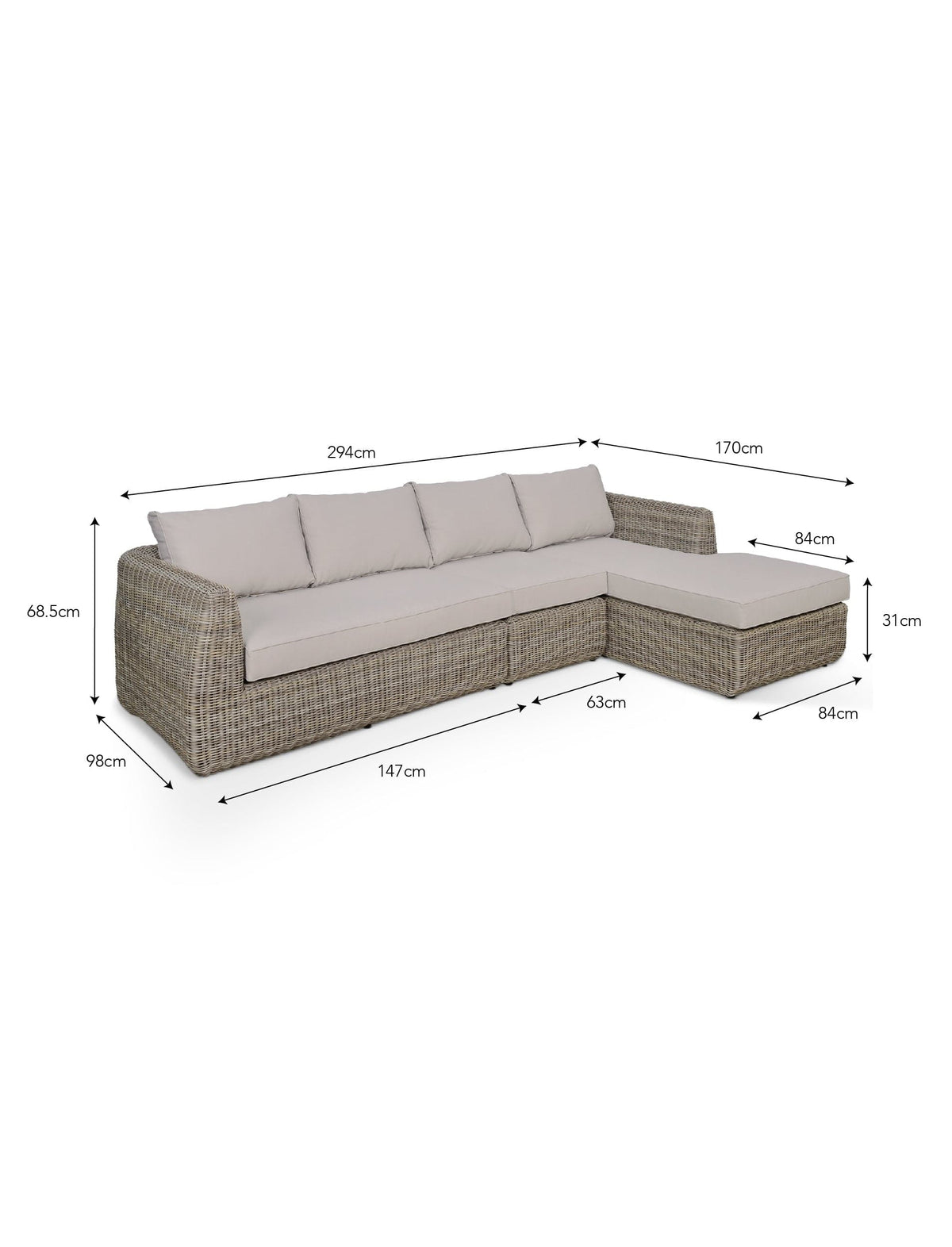 Garden Trading Living Skala Corner Sofa Set Light Rattan House of Isabella UK