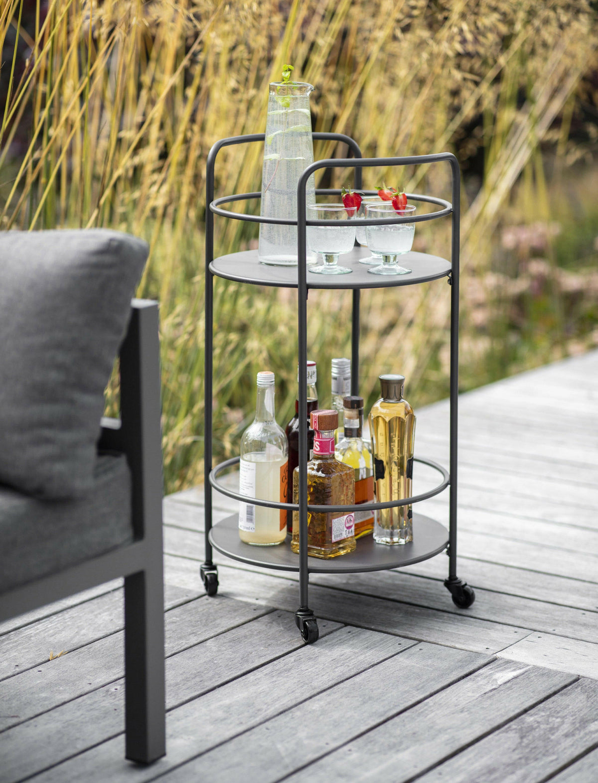 Round Drinks Trolley - Carbon.
