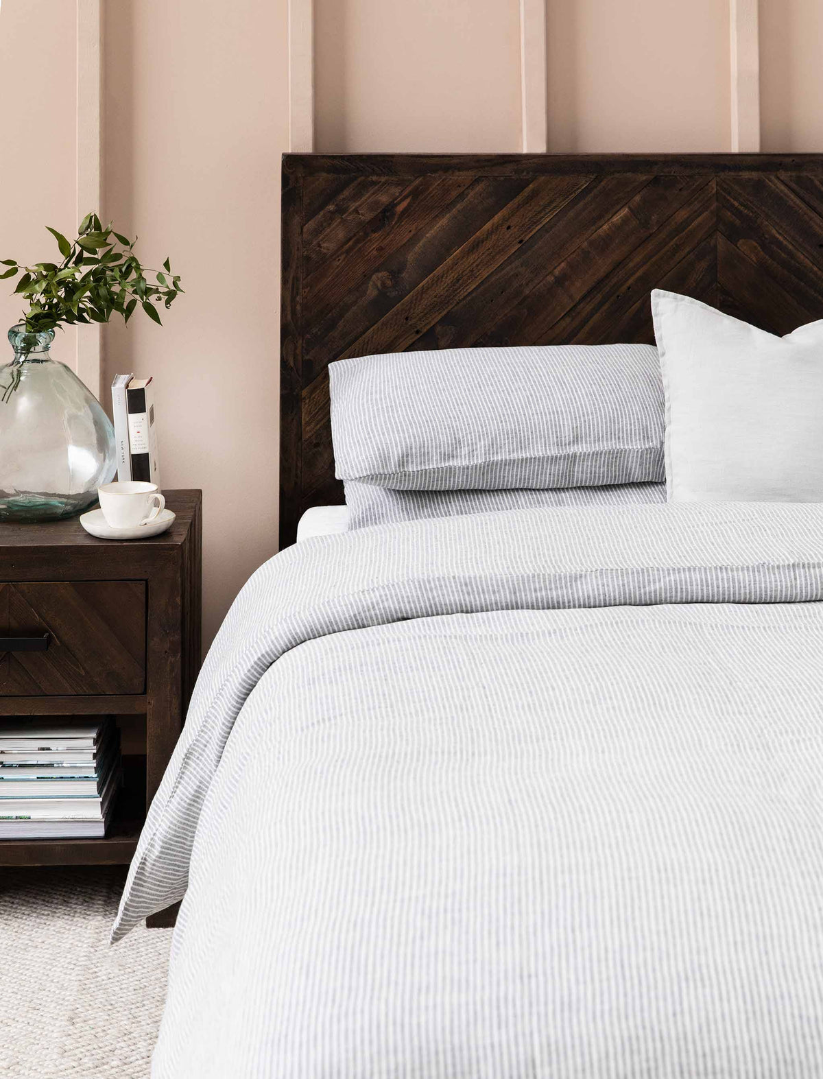 Garden Trading Sleeping Pembridge Linen Duvet Cover Super King Grey & White House of Isabella UK