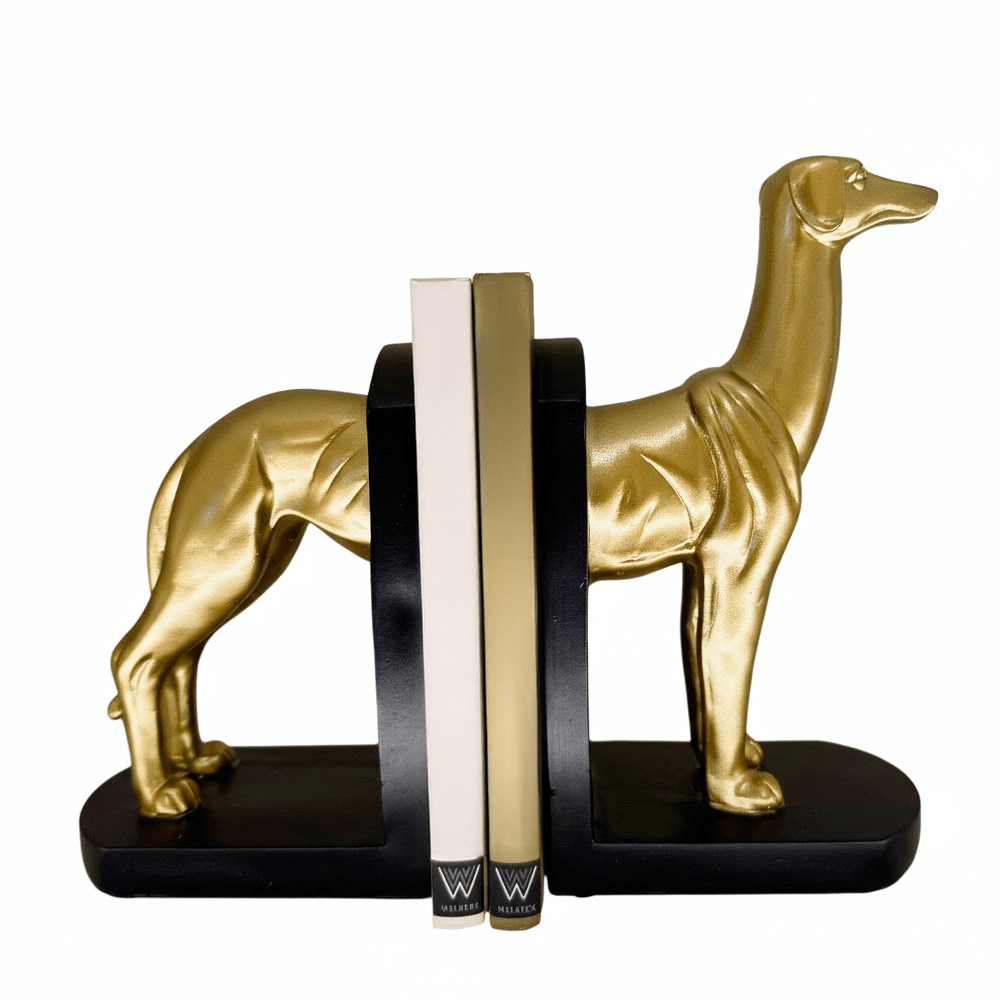 Gold & Black Greyhound Decorative Bookends