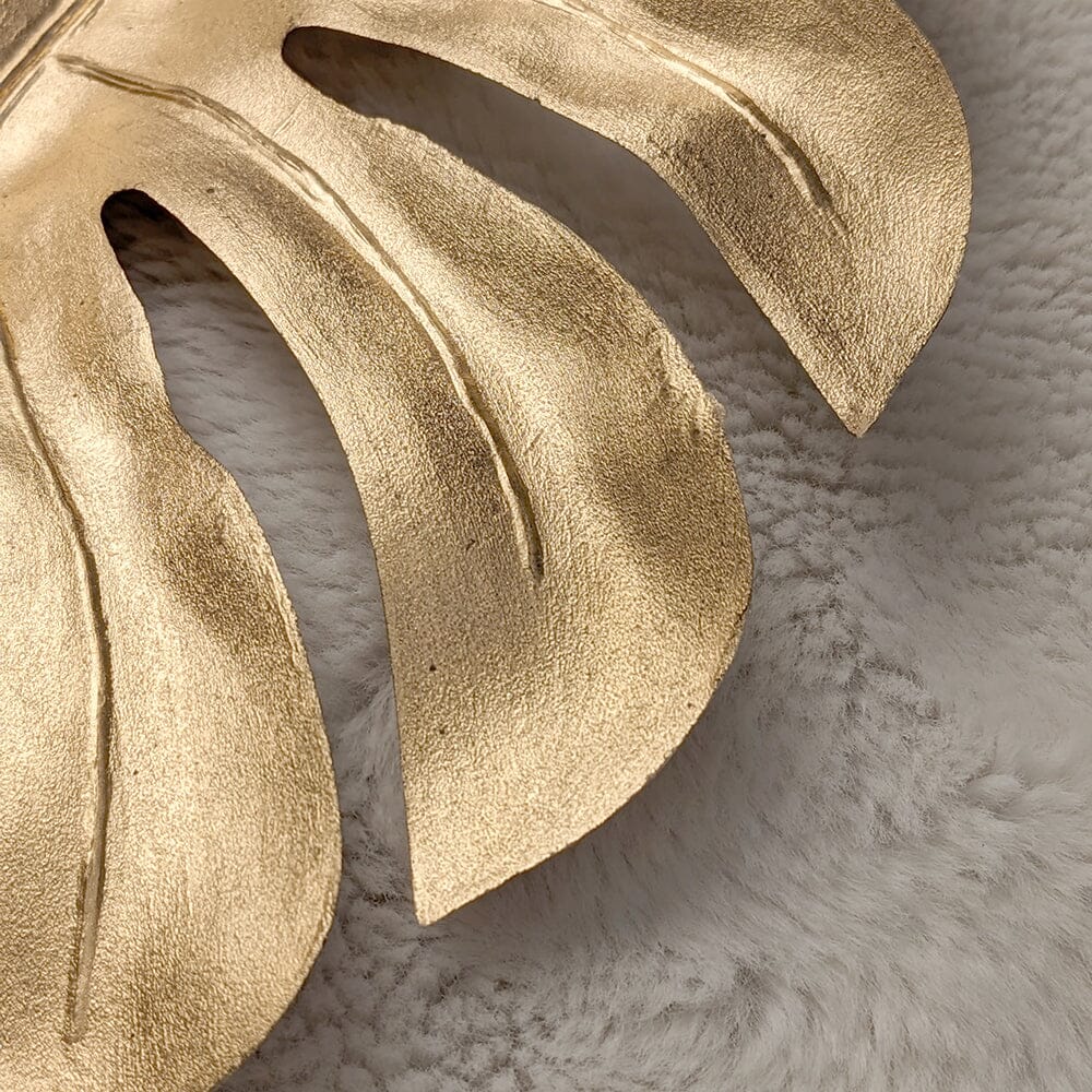 Gold Faux Cheese Plant Leaf Single Stem