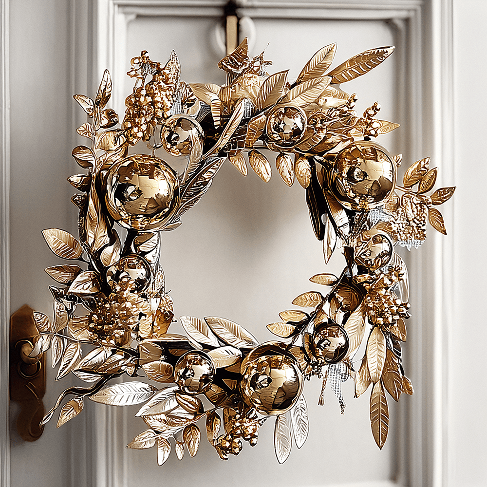 Gold Festive Decorative Christmas Wreath
