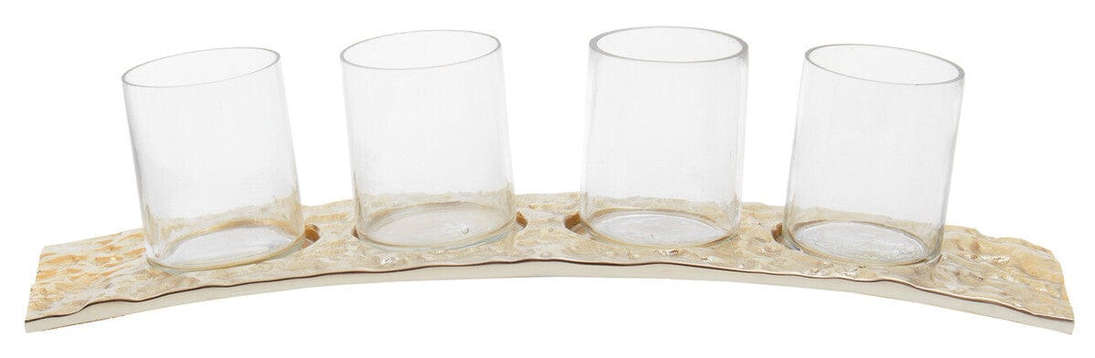 Hamilton Interiors Accessories Akola Antique Gold and Glass Tealight Holder House of Isabella UK