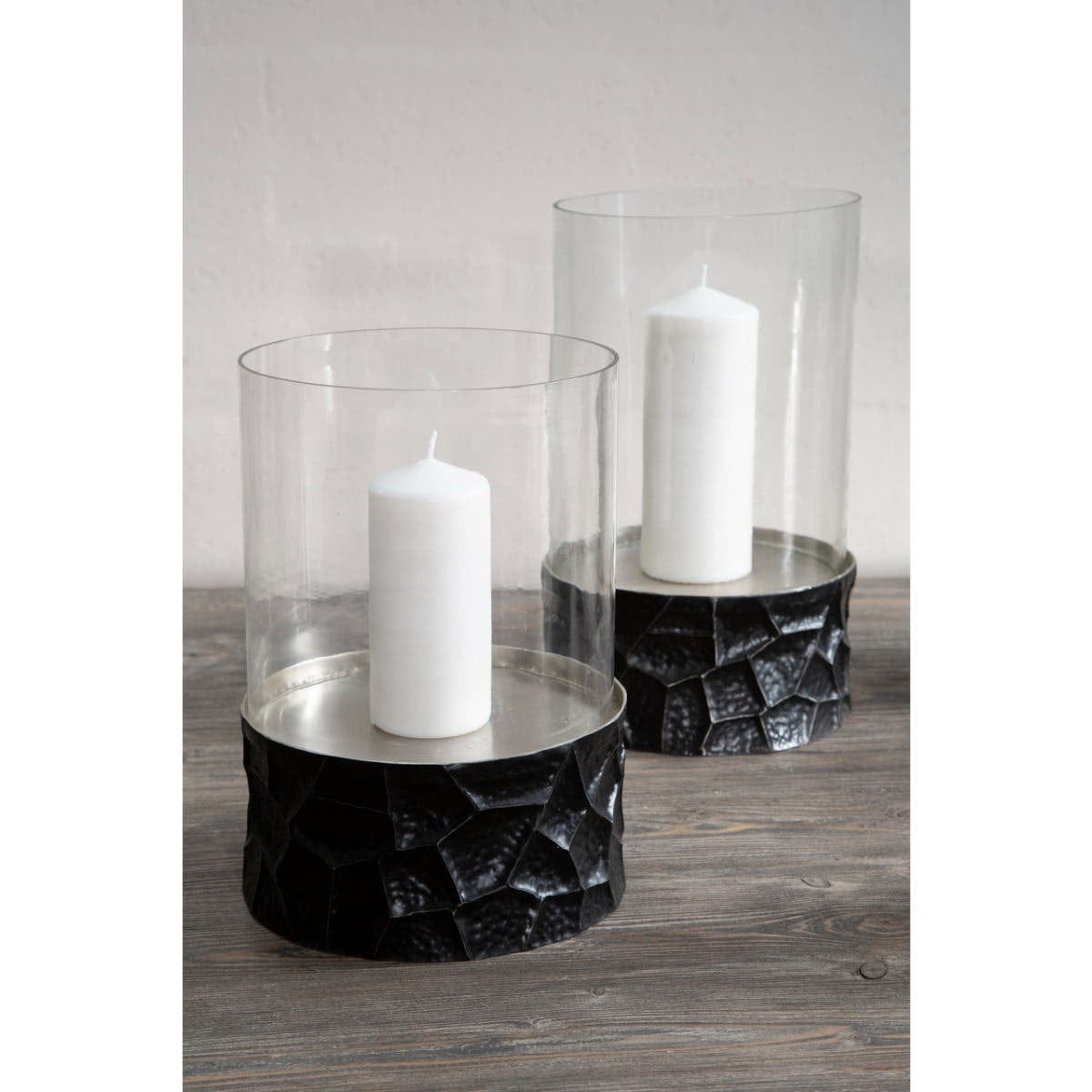 Hamilton Interiors Accessories Akola Black and Gold Small Hurricane Candle Holder House of Isabella UK