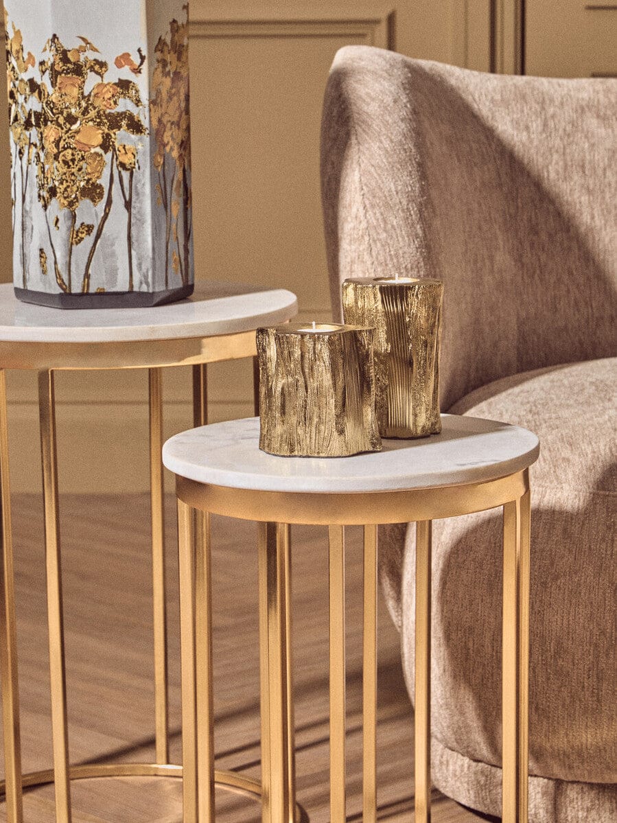 Hamilton Interiors Accessories Akola Set Of Two Gold Tealight Holders House of Isabella UK
